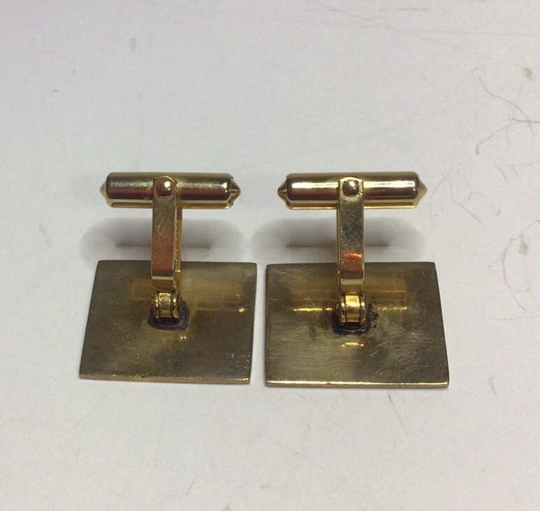 Destino Rectangular Hinged Cufflinks Gold Tone Et… - image 6