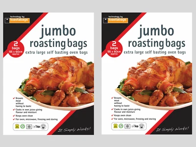 TOASTABAG 4 x Jumbo Roasting Bags for Turkey Cooking Extra Large Bags - 55cm x 60cm