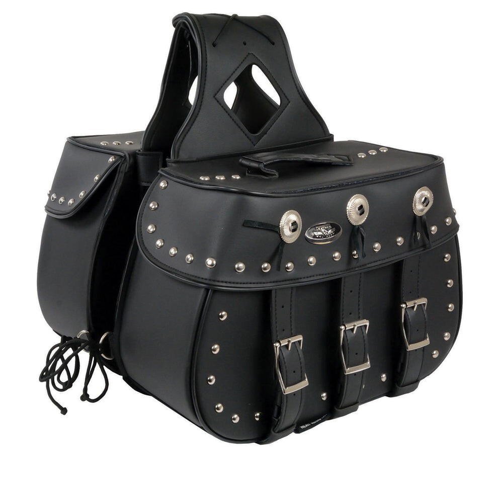 Milwaukee Leather 652 Black Triple Buckle PVC Throw Over