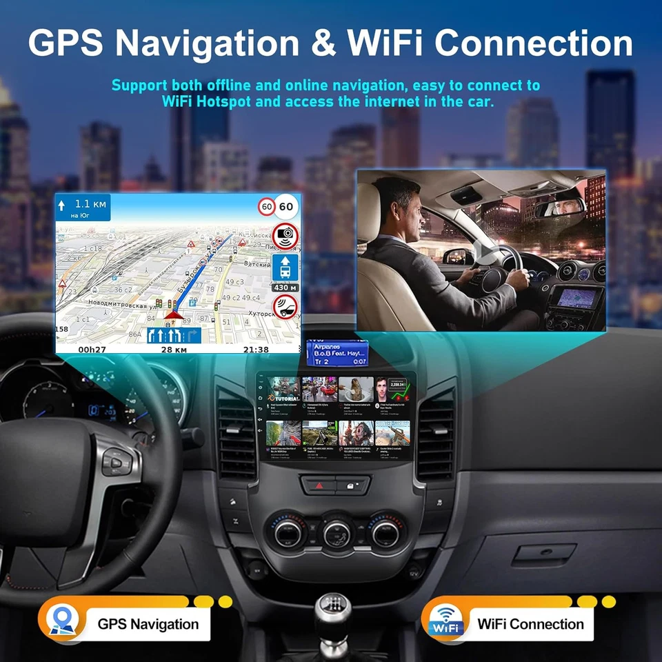 IPS CarPlay Autoradio Android 14.0 Für Ford Ranger 2011-2016 DSP GPS AUX 2G+32GB - Bild 4 von 4