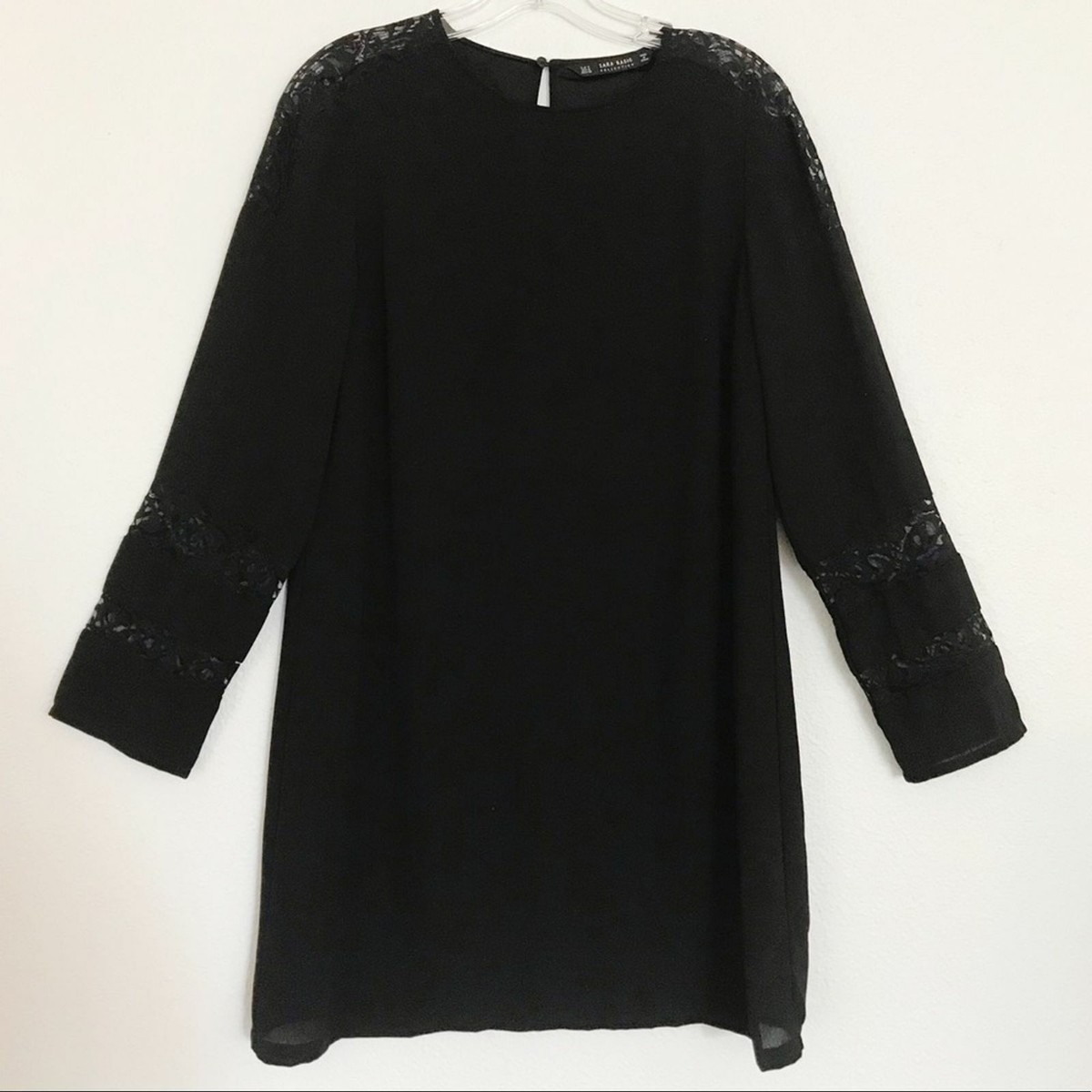 ZARA black lace detail 3/4 sleeve dress Women's size medium