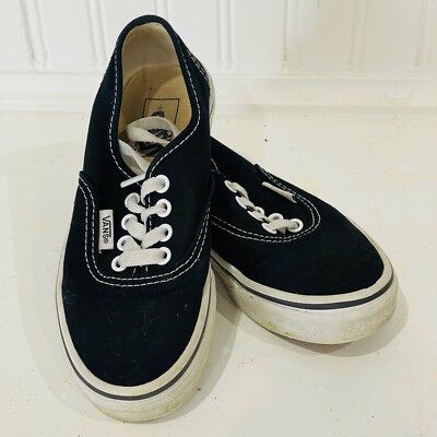canvas cheap vans shoes Vans Authentic Black Canvas Shoes for Little Kids size