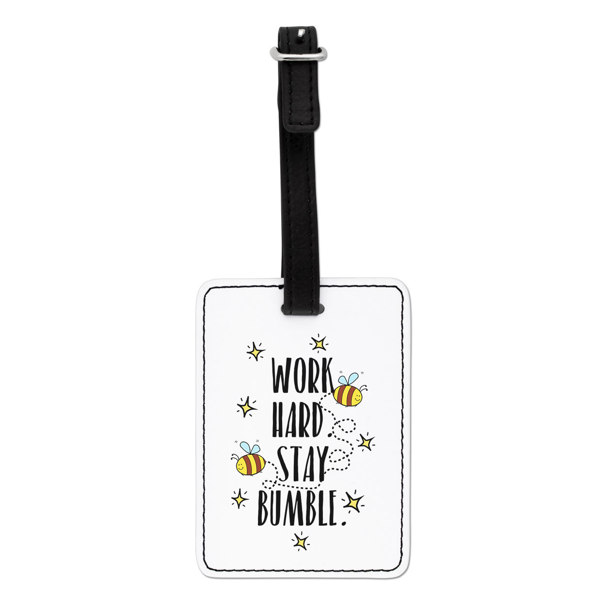Work Hard Stay Bumble Visual Luggage Tag Suitcase Bag - Bee Inspirational Quote