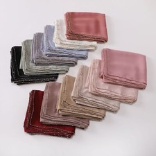 Women's Scarf Solid Color Beaded Muslim Headscarf Shawls Wraps Long Hijab Soft