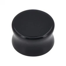 Pair of Black Obsidian Stone Saddle Fit Double Flare Ear Lobe Organic Plug E553