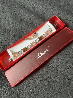 s.Oliver Schmuckset Halskette & Ohrringe Steine Zirkonia Frauen silber