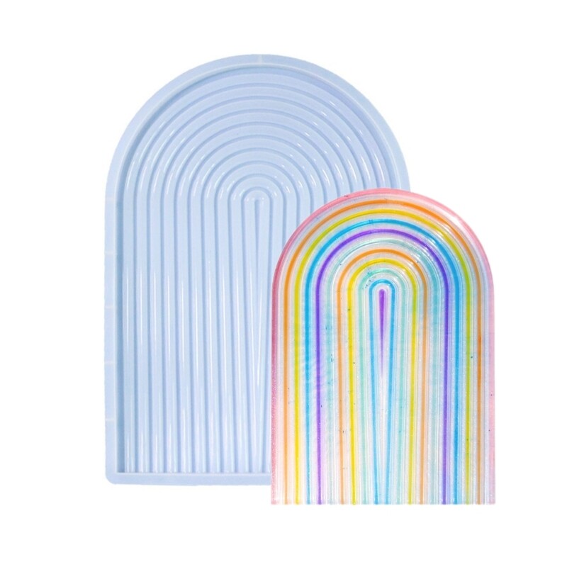 Colorful Rainbow Arch Resin Tray Silicone Mold for Home Decor