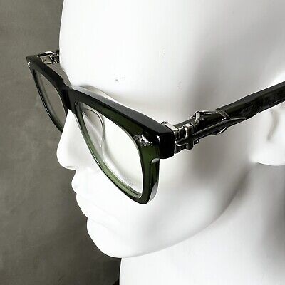 CHROMEHEARTS/ DARK GREEN SILVER FRAME CLASSIC STYLE EYEGLASS CHROMEHEARTS/ DARK GREEN SILVER FRAME CLASSIC STYLE EYEGLASS