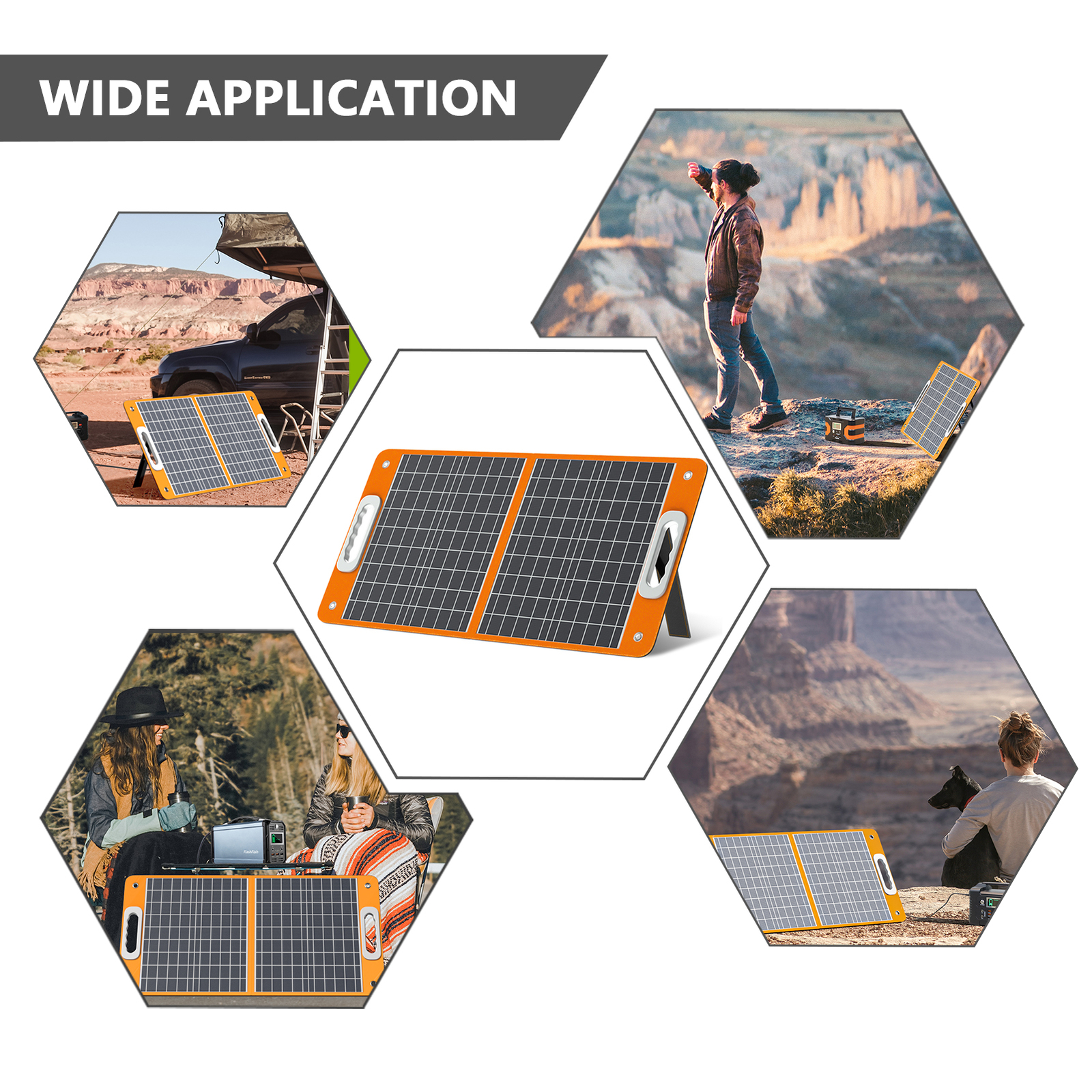 Flashfish Foldable Solar Power Panel Charger For Portable Power Station K1W2