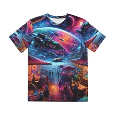 All Over Print T Shirt Sci-Fi Futuristic Galactic Cosmic Alien Starship Space