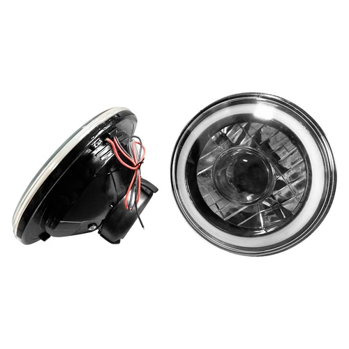 Faros LED blancos halo redondos de 7 pulgadas con carcasa negra para Chevy C10 C20 - Imagen 6 de 10
