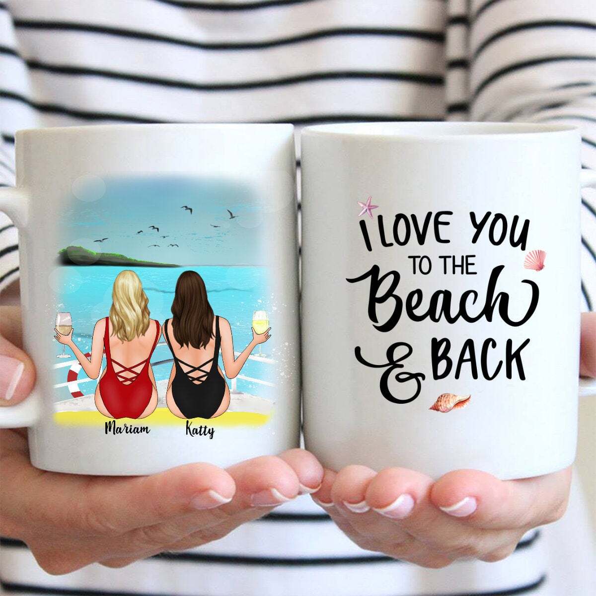 Bikini Girls With Drinks Best Friends Personalized Coffee Mug Gift For Best