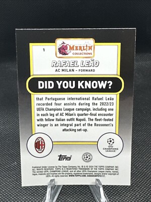 2023-24 Topps Merlin UEFA #1 Rafael Leao | eBay