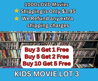 Kids Movies DVD Lot 3 Pick & Choose$2.99 Combined Shipping(FREE DVDS W/PURCHASE)