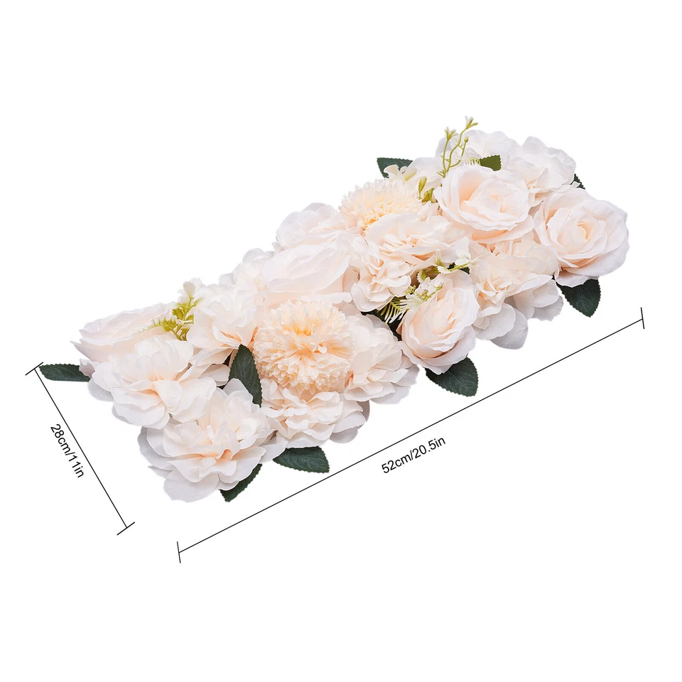 Mesa de comedor 10 piezas centro de mesa de flores champán seda rosa para boda 52*28 cm Foto 2 de 4