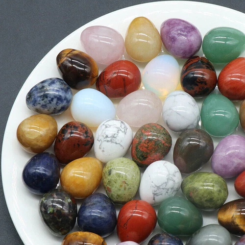 20PCS Lots Mix Natural Stone Gemstone Crystal Sphere Healing Massager Egg - Picture 4 of 21