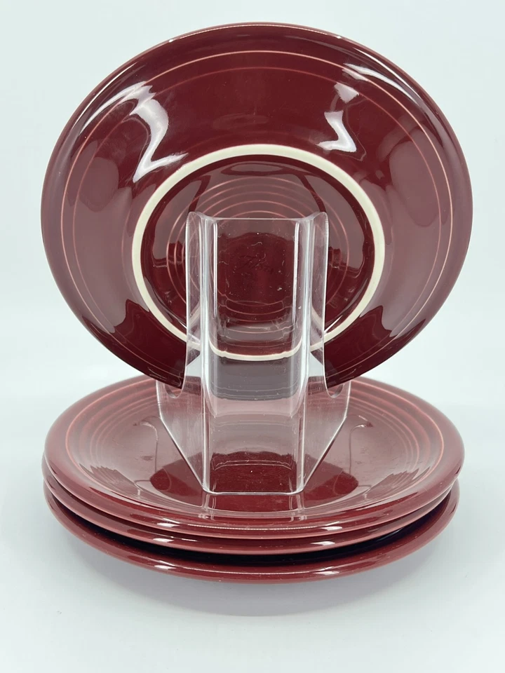 Set of 4 Fiestaware Fiesta Salad Dessert Plate Claret Maroon Bread Plates 7"D - Image 4 of 4