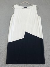 LAFAYETTE 148 NEW YORK Dress Size Large Black White Coastal Urban Chic Career