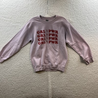 Gildan Women's Pink Girl Power Long Sleeve Heavy Blend Pullover