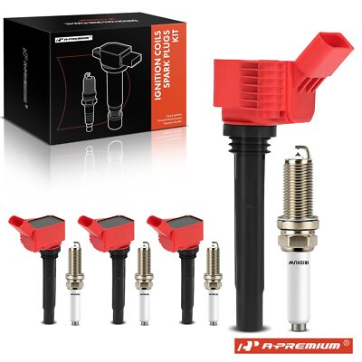 A-Premium 4x Ignition Coil & Iridium & Platinum Spark Plug for VW Jetta Audi A4