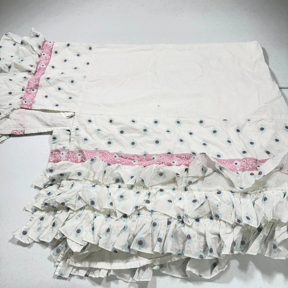 alfarería granero niños cama falda volantes cuna azul floral 100% algodón Foto 2 de 4