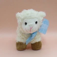 Musical Lamb With Blue Ribbon 7"x4"x5" New Burton & Burton