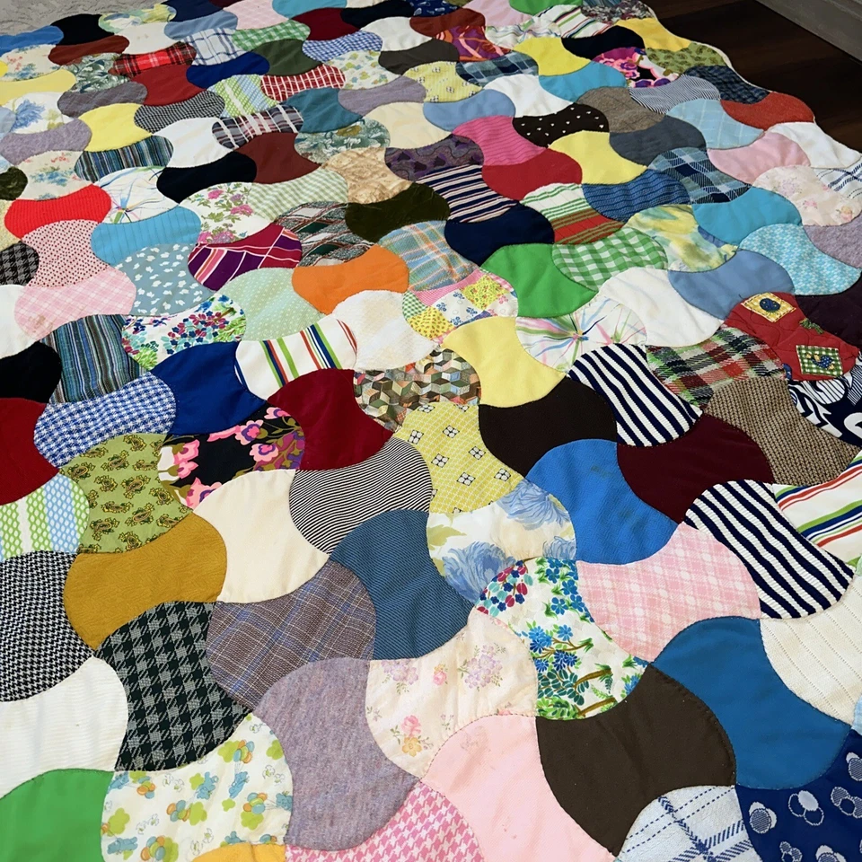 VTG Cutter Quilt Bow Tie Feedsack Wool Block Hand Pieced Nice - Image 4 of 4