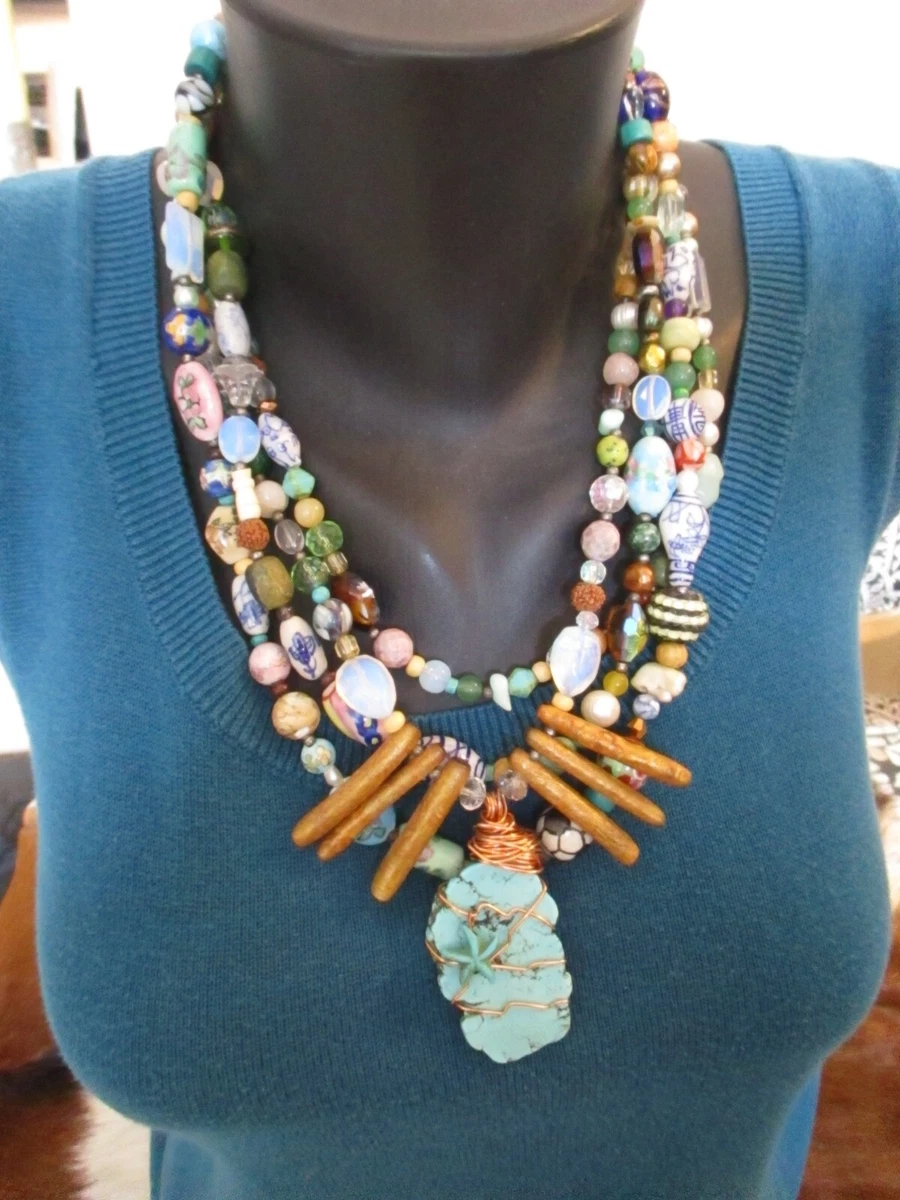 Boho multi strand best sale necklace