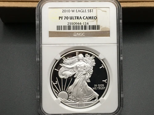 2010 $1 W PROOF SILVER EAGLE NGC PF70 BROWN LABEL