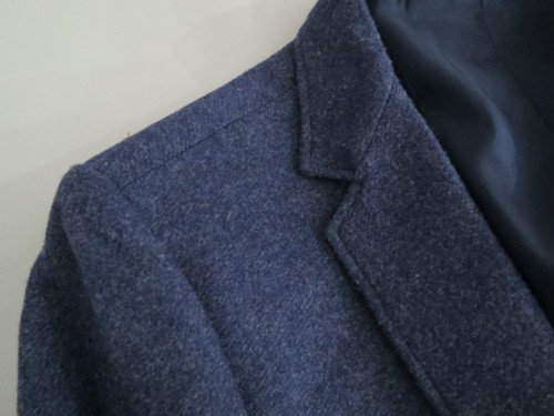 J Crew charcoal slate blue tweed leather elbow patch two button sport coat 38 S - Picture 5 of 8