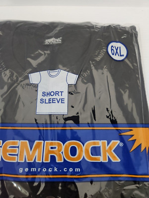 6XL Gemrock Men 100% Cotton Crew Neck T Shirt Solid Black Short Sleeve Tee