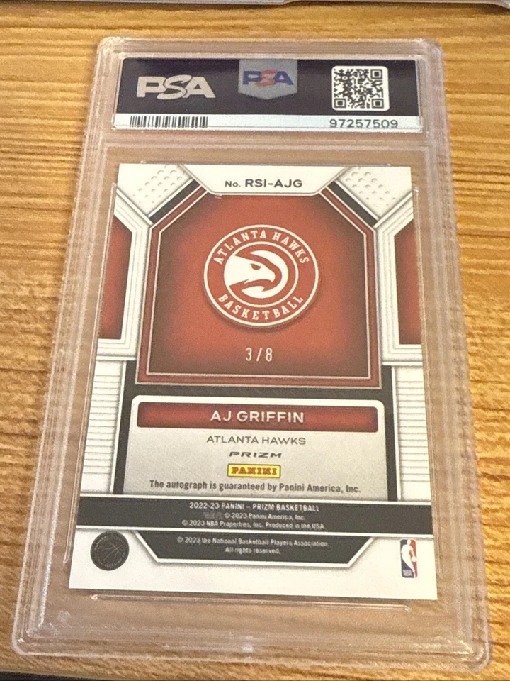 2022 PRIZM ROOKIE SIGNATURES GREEN CHOICE Prizm AJ GRIFFIN ROOKIE RC 3/8 PSA 9 - Image 2 of 3