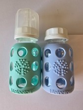 2 Life Factory 4oz Glass Baby Bottles Silicone Wrap USA /France Non Toxic