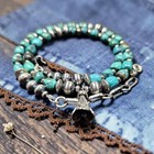 14" to 16" NAVAJO Pearl Pueblo Turquoise Sterling Silver Squash Blossom Necklace — photo 7