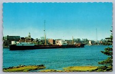 Postcard Portsmouth NH Tanker Ship in the Piscataqua River