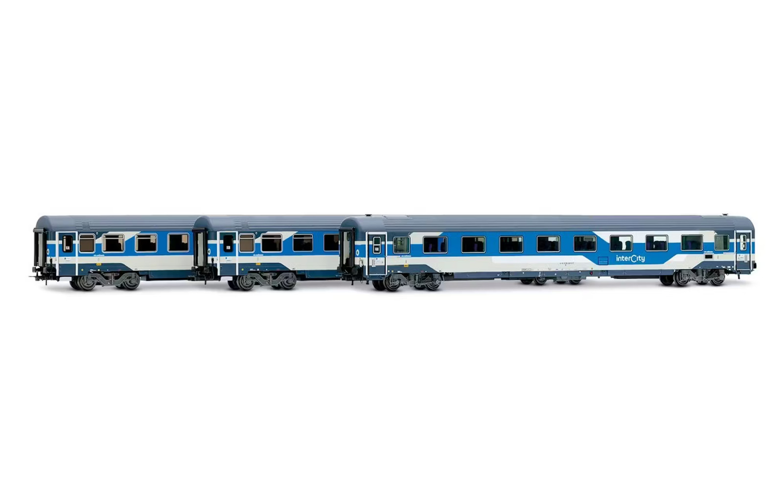 Rivarossi HR4407 Set 3 Coaches Intercity New Livery Blue/Grey Light FS