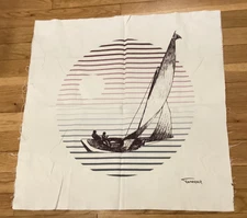 Tamarack  SAILING Fabric Wallhanging  Vintage Retro Mid Century  Deco