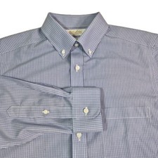 Roundtree Yorke Gold Label Men Shirt Size 15.5 32 Blue Poplin Slim Fit 43