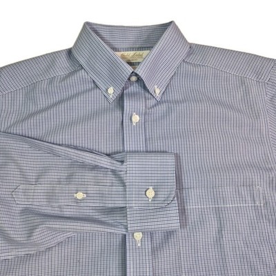 Roundtree Yorke Gold Label Men Shirt Size 15.5 32 Blue Poplin Slim Fit 43