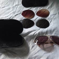 Porsche Design Men's Aviator Sunglasses Metal Gold Frame Purple Tinted Lens Case