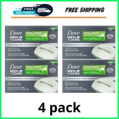(4 pack) Dove Men+Care Extra Fresh Body Face Shave Bar 3.75oz 4 Bars for Men
