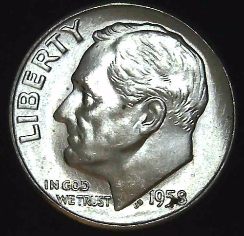 1958-P 10C Roosevelt Dime BU 90% Silver 26ohw0117-1
