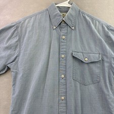 Vintage LL Bean Button Down Shirt Mens Small Blue Plaid Outdoor Pocket
