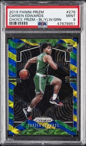 2019 PANINI PRIZM CHOICE PRIZM-BLUE/YELLOW/GREEN #276 CARSEN EDWARDS PSA 9