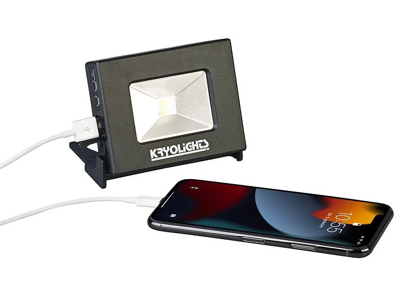 KryoLights 2in1 LED-Fluter 10W 400lm & Powerbank 4000mAh mit Solarpanel IP44 - Bild 1 von 4