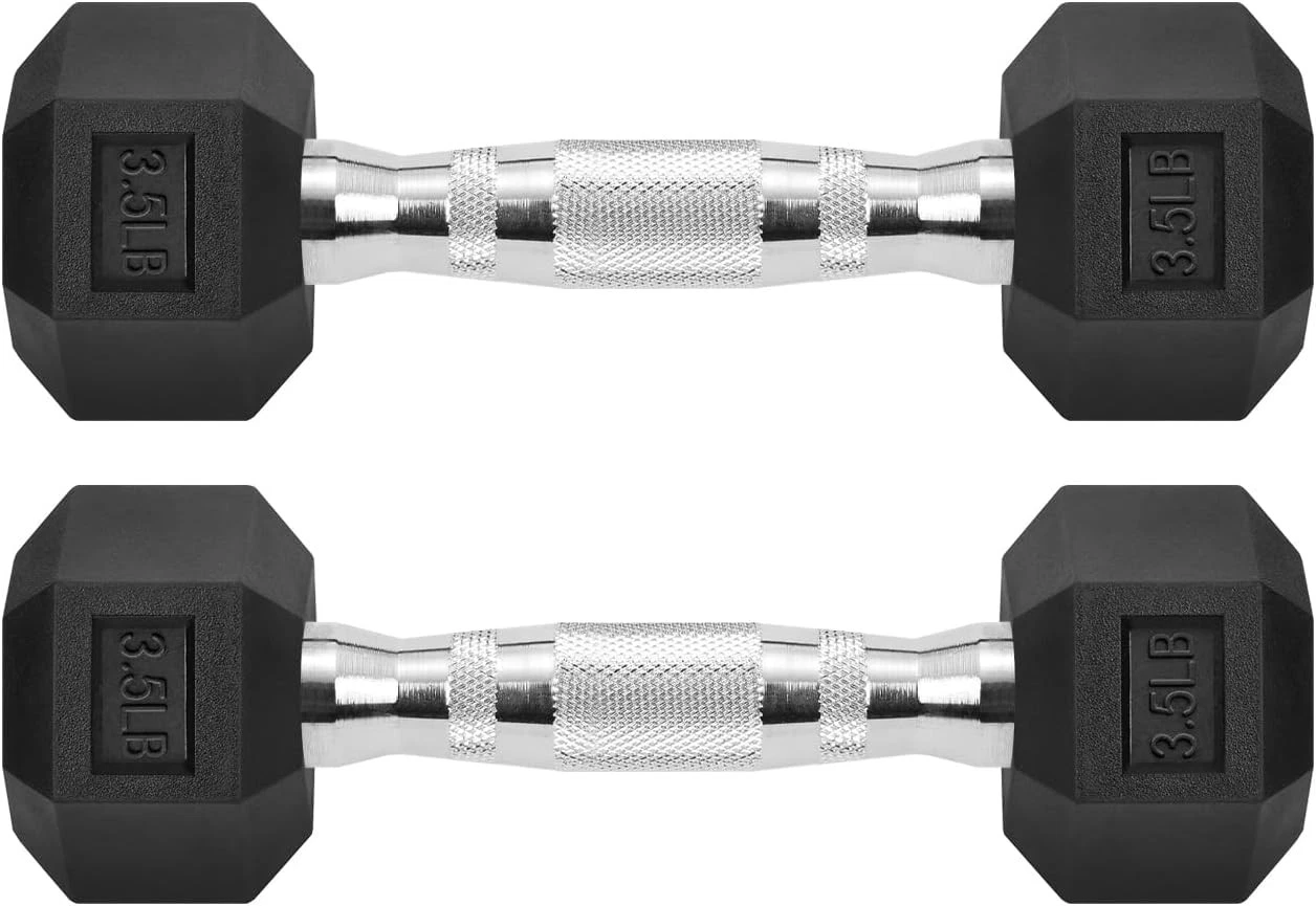 Hex Dumbbells Rubber Coated Cast Iron Hex Black Dumbbell Free Weights Exercises