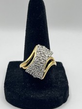 925 Yellow Gold Tone Pavé Round Diamond Clus...
