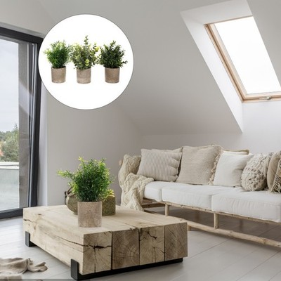 3pcs Mini Topfkunstpflanzen Dekorative falsche grüne Eukalyptus -Ornamente