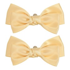 2 Pcs Women Bow Shoe Clips Satin Elegant Detachable Bowknot Shoe Clips Yellow