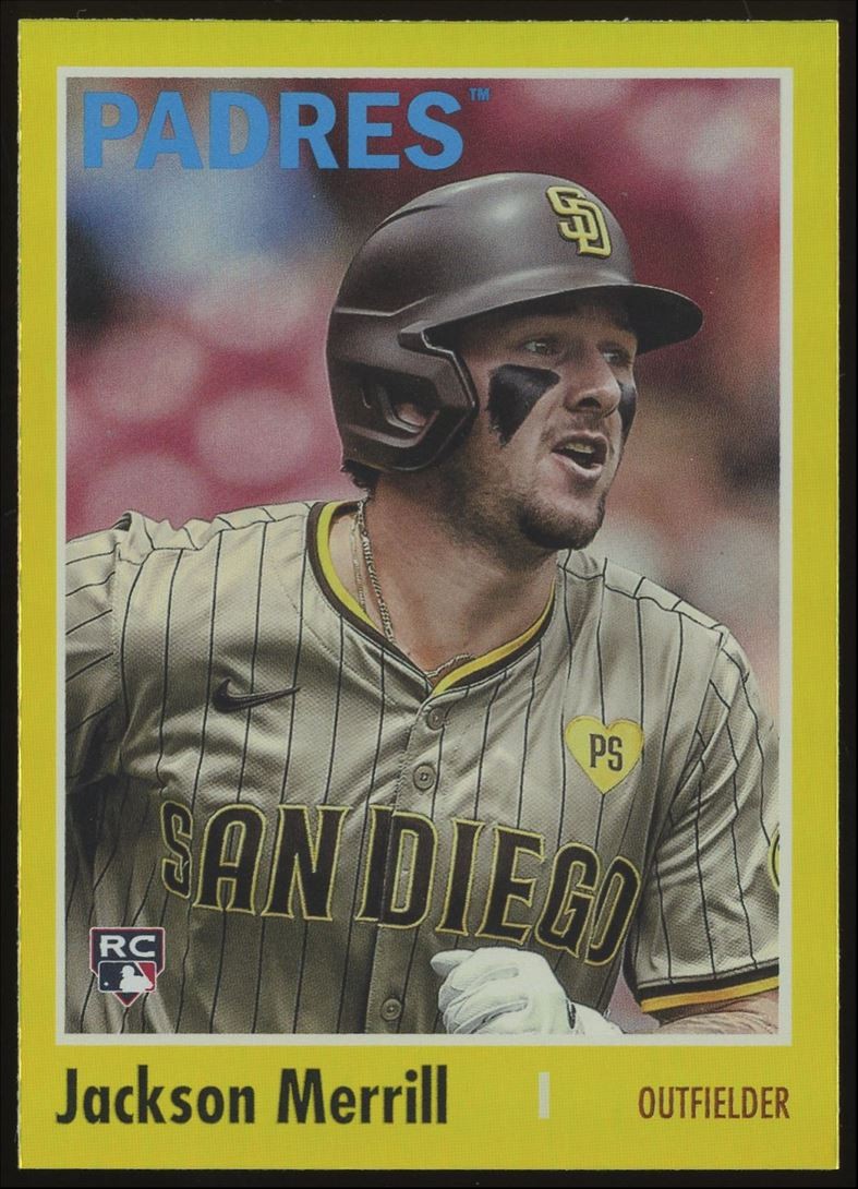 Jackson Merrill Rookie #156 2024 Topps Archives 1970 Topps Yellow Foilboard Card